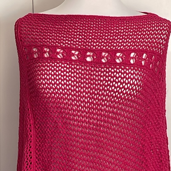 Chico's Pink Crochet Knit Poncho One Size Fits All - Picture 2 of 9